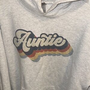 Gray Hoodie with Retro 'Auntie' Design
